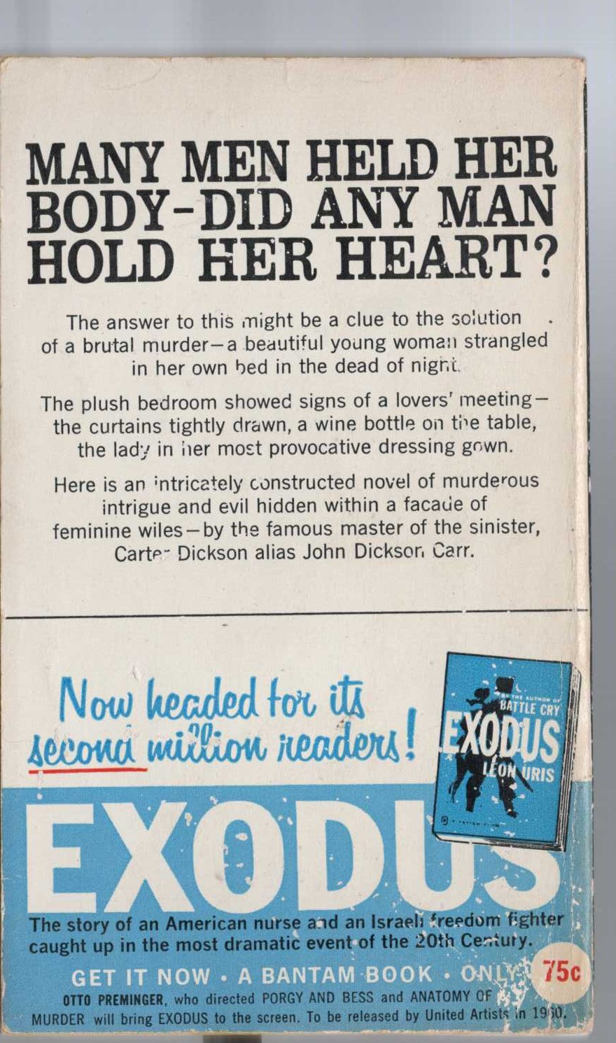 Carter Dickson  FEAR IS THE SAME magnified rear book cover image