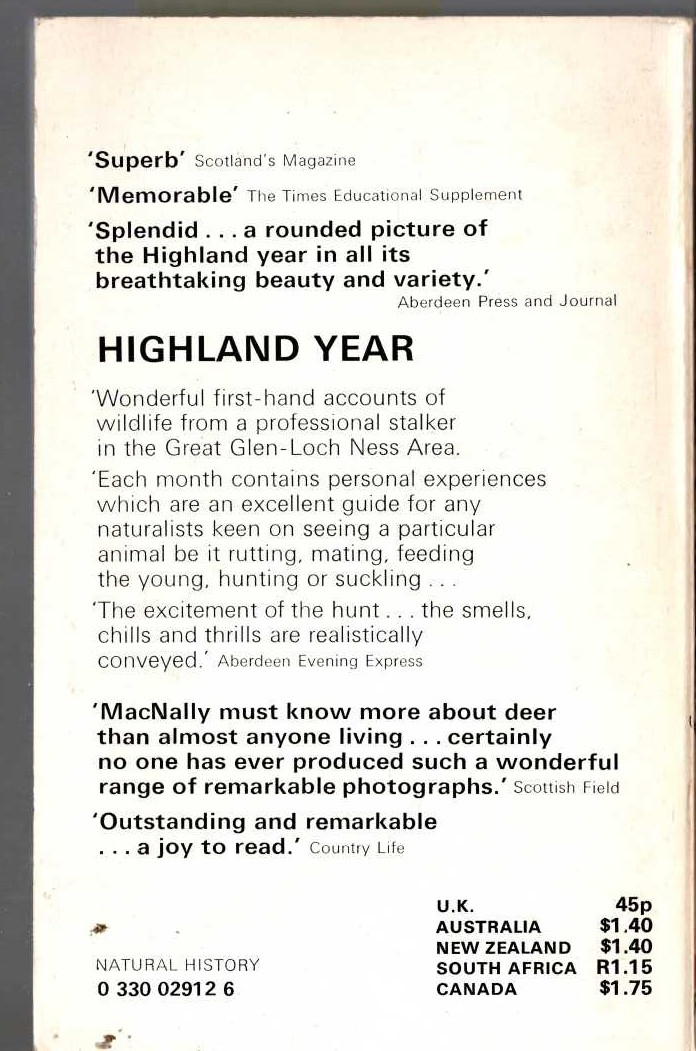 L. MacNally  HIGHLAND YEAR magnified rear book cover image
