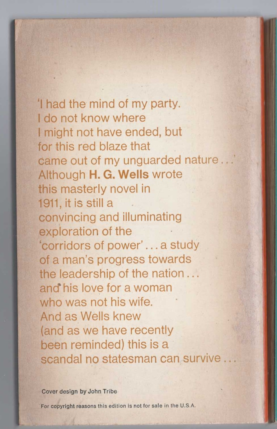 H.G. Wells  THE NEW MACHIAVELLI magnified rear book cover image