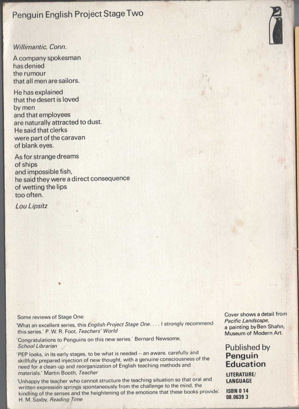 Peter Medway (edits) THE RECEIVING END magnified rear book cover image