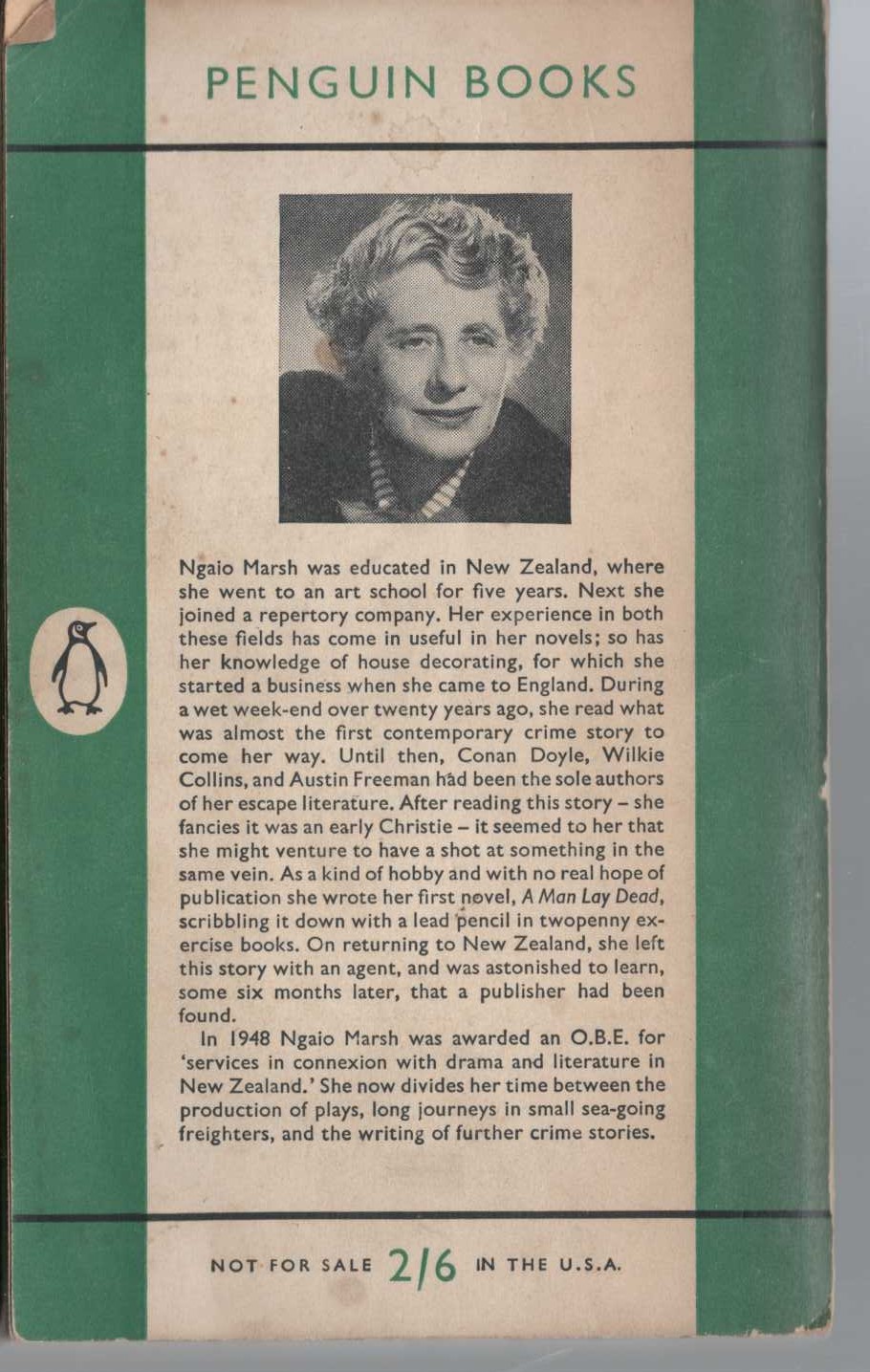 Ngaio Marsh  SURFEIT OF LAMPREYS magnified rear book cover image