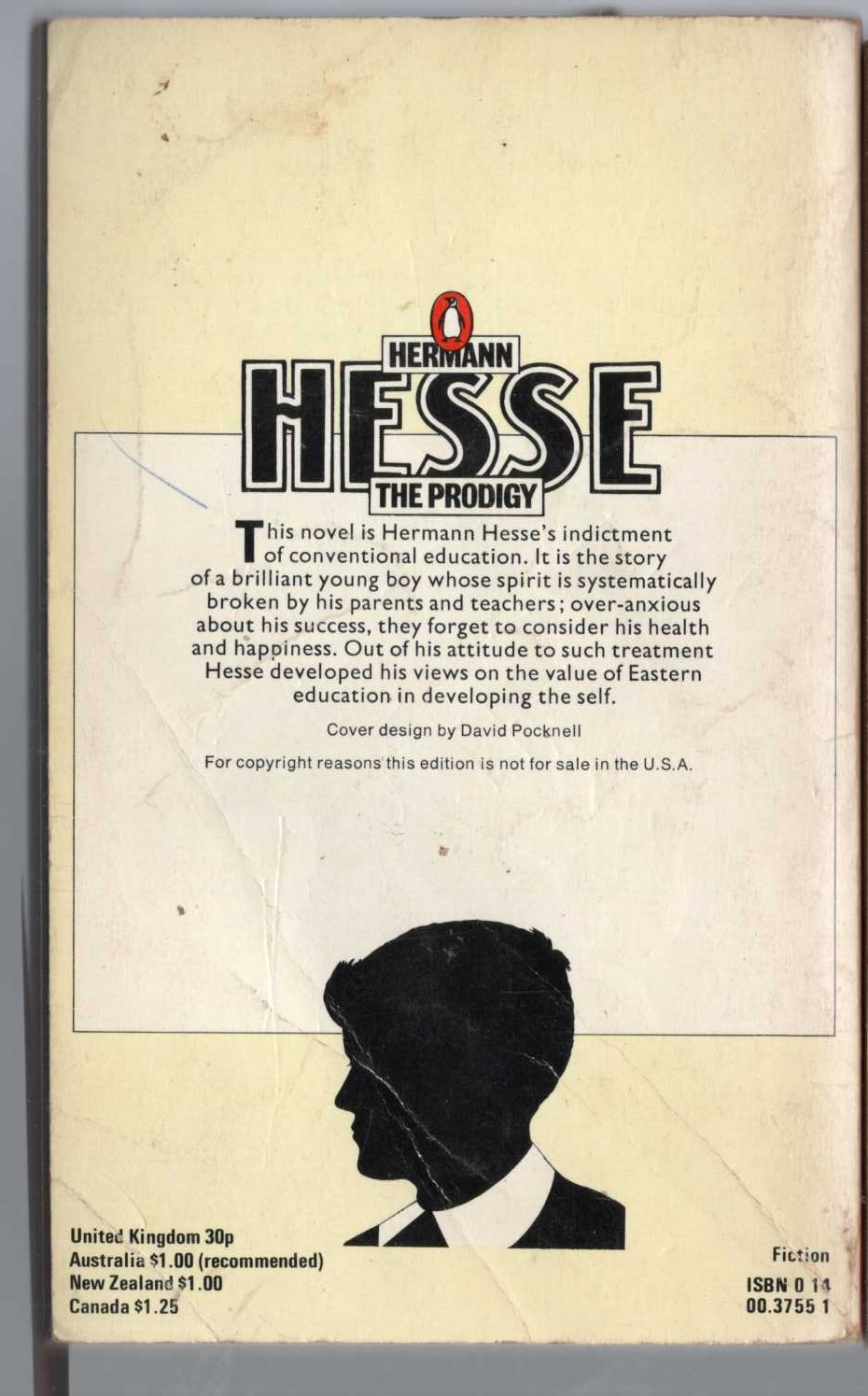 Hermann Hesse  THE PRODIGY magnified rear book cover image