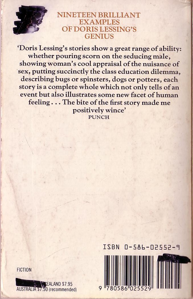Doris Lessing  A MAN AND TWO WOMEN magnified rear book cover image