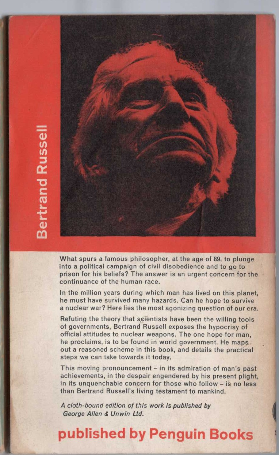 Bertrand Russell  HAS MAN A FUTURE? magnified rear book cover image
