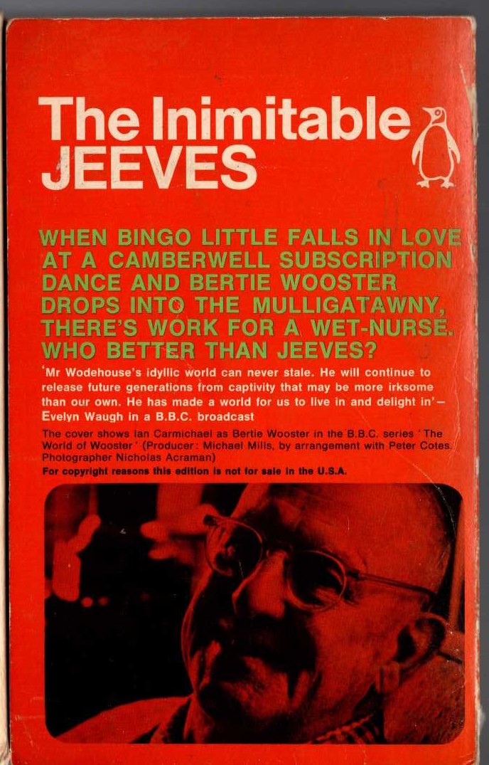 P.G. Wodehouse  THE INIMITABLE JEEVES (Ian Carmichael) magnified rear book cover image