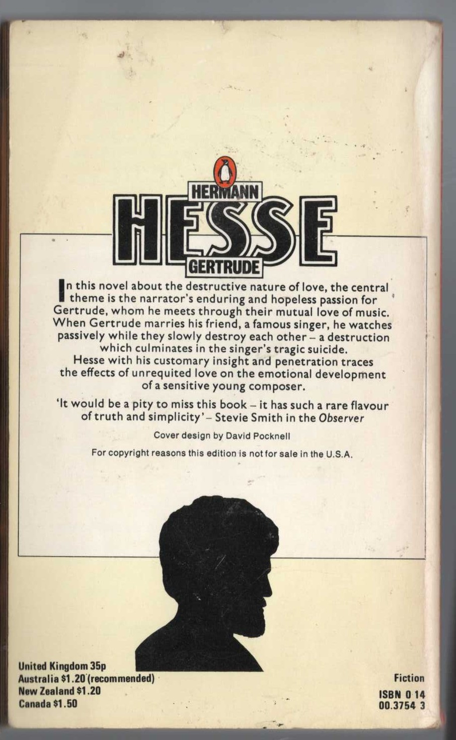 Hermann Hesse  GERTRUDE magnified rear book cover image