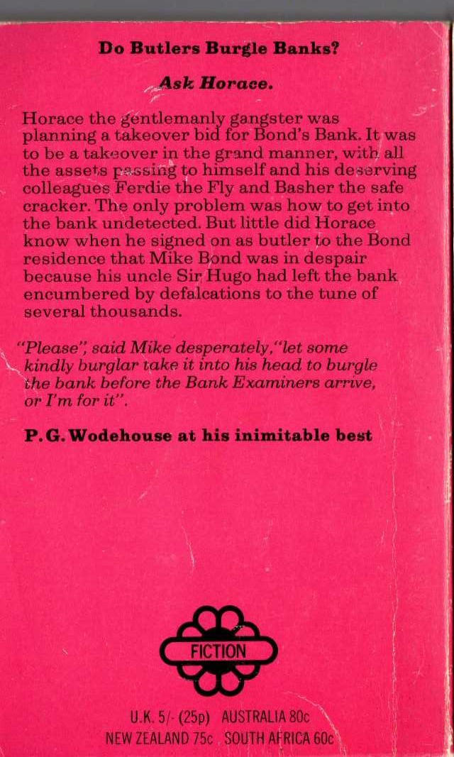 P.G. Wodehouse  DO BUTLERS BURGLE BANKS? magnified rear book cover image