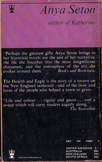 Anya Seton  THE HEARTH & EAGLE magnified rear book cover image