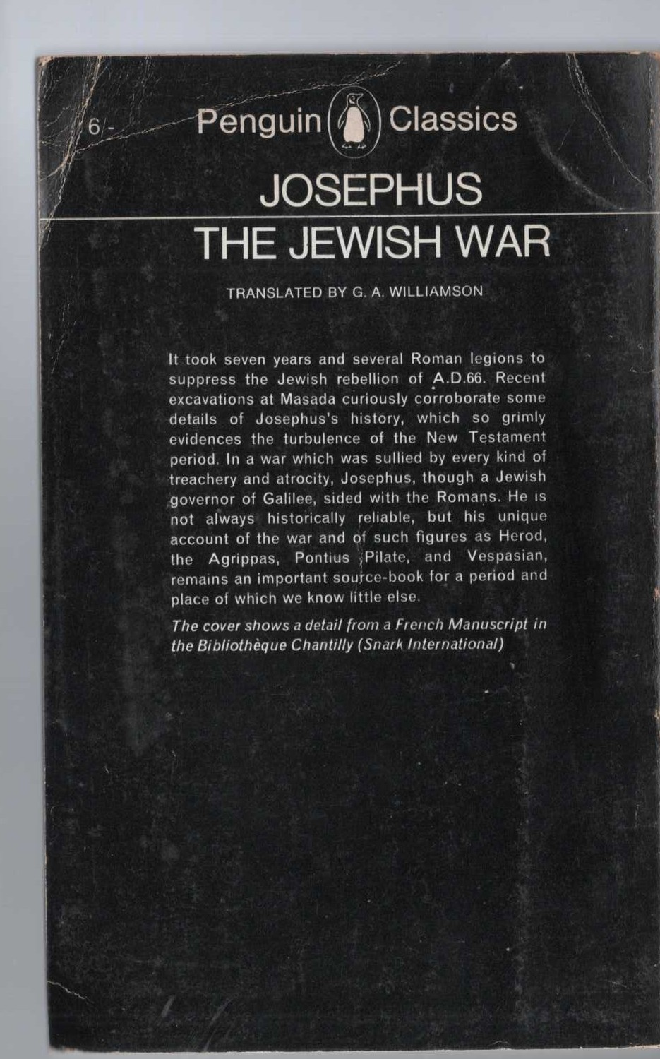 Josephus   THE JEWISH WAR magnified rear book cover image