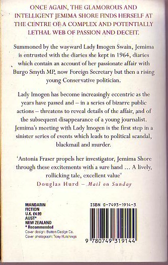 Antonia Fraser  POLITICAL DEATH magnified rear book cover image