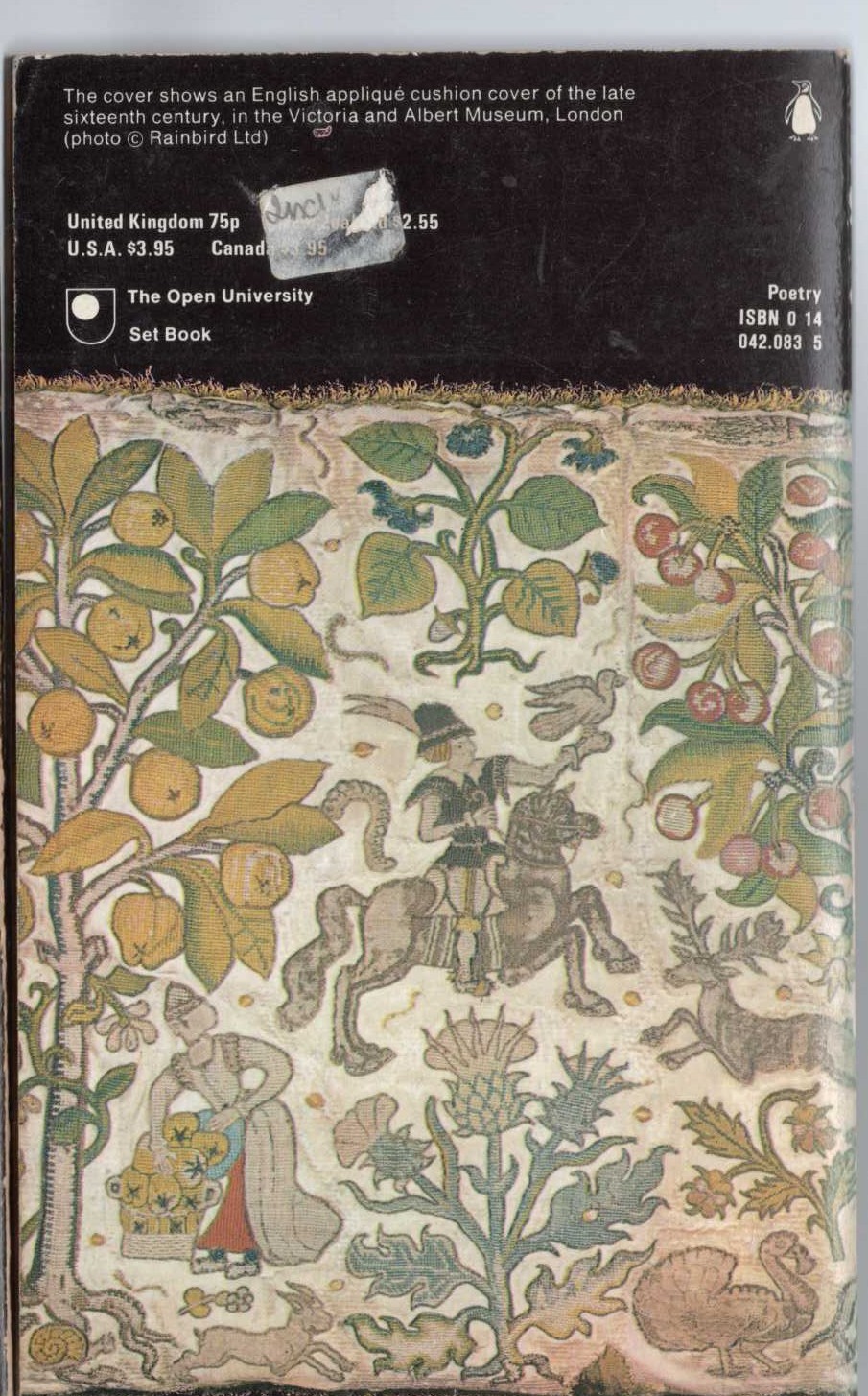 Edward Lucie-Smith (Introduces_and_edits) THE PENGUIN BOOK OF ELIZABETHAN VERSE magnified rear book cover image