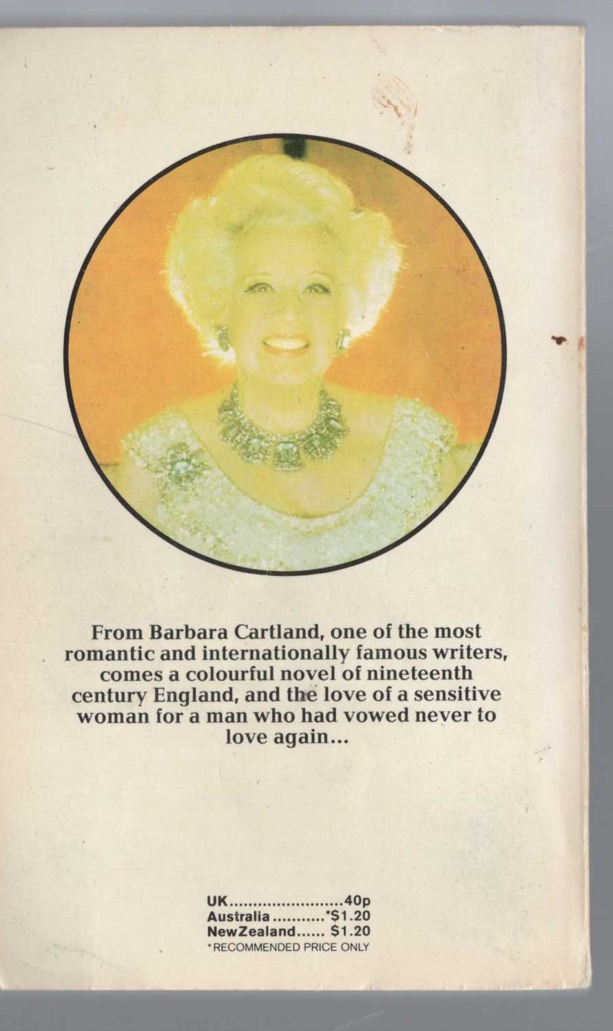 Barbara Cartland  A SWORD TO THE HEART magnified rear book cover image