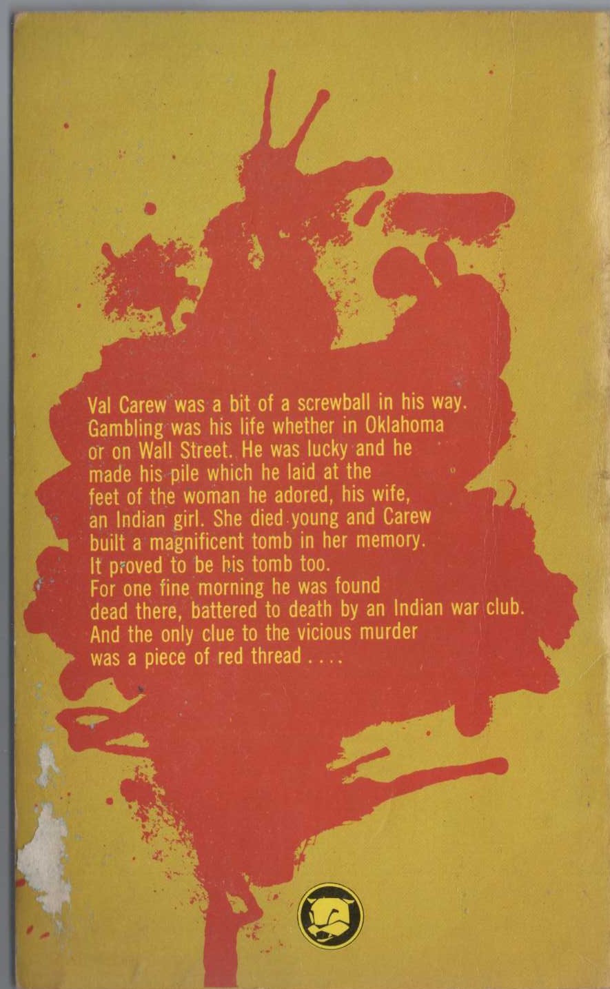 Rex Stout  RED THREADS magnified rear book cover image