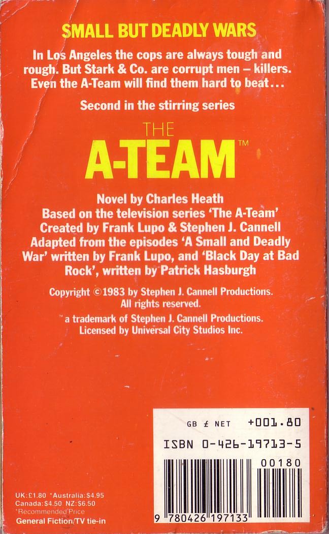 Charles Heath  THE A-TEAM 2: SMALL BUT DEADY WARS magnified rear book cover image