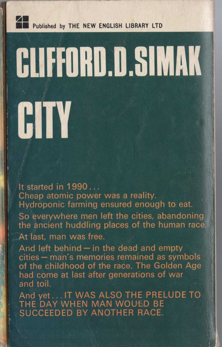 Clifford D. Simak  CITY magnified rear book cover image