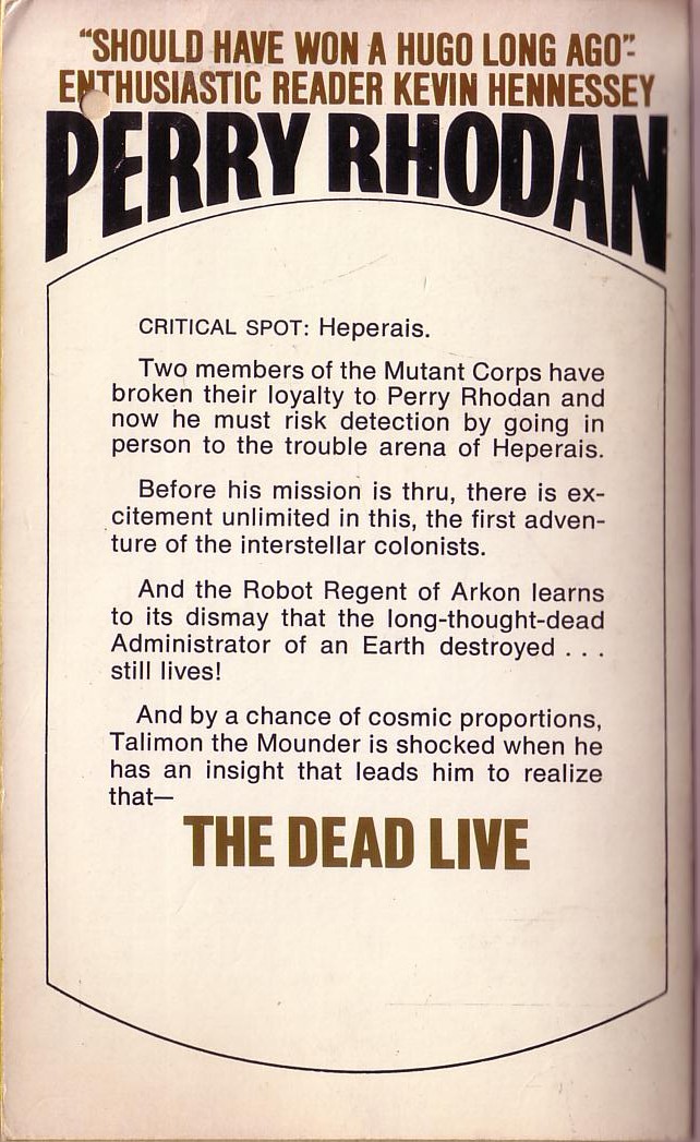 Clark Darlton  #48 THE DEAD LIVE magnified rear book cover image