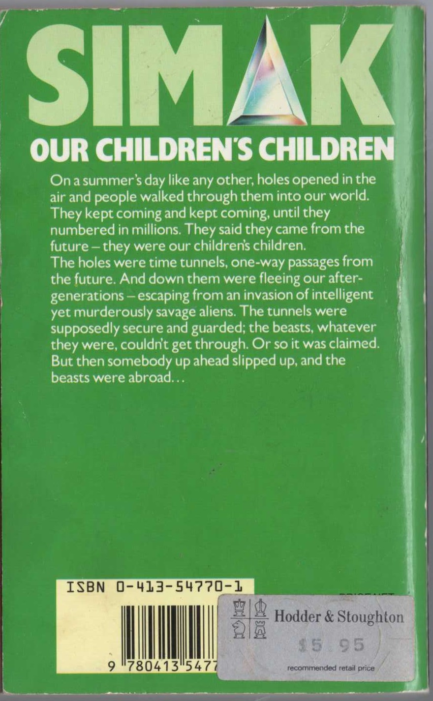 Clifford D. Simak  OUR CHILDREN'S CHILDREN magnified rear book cover image