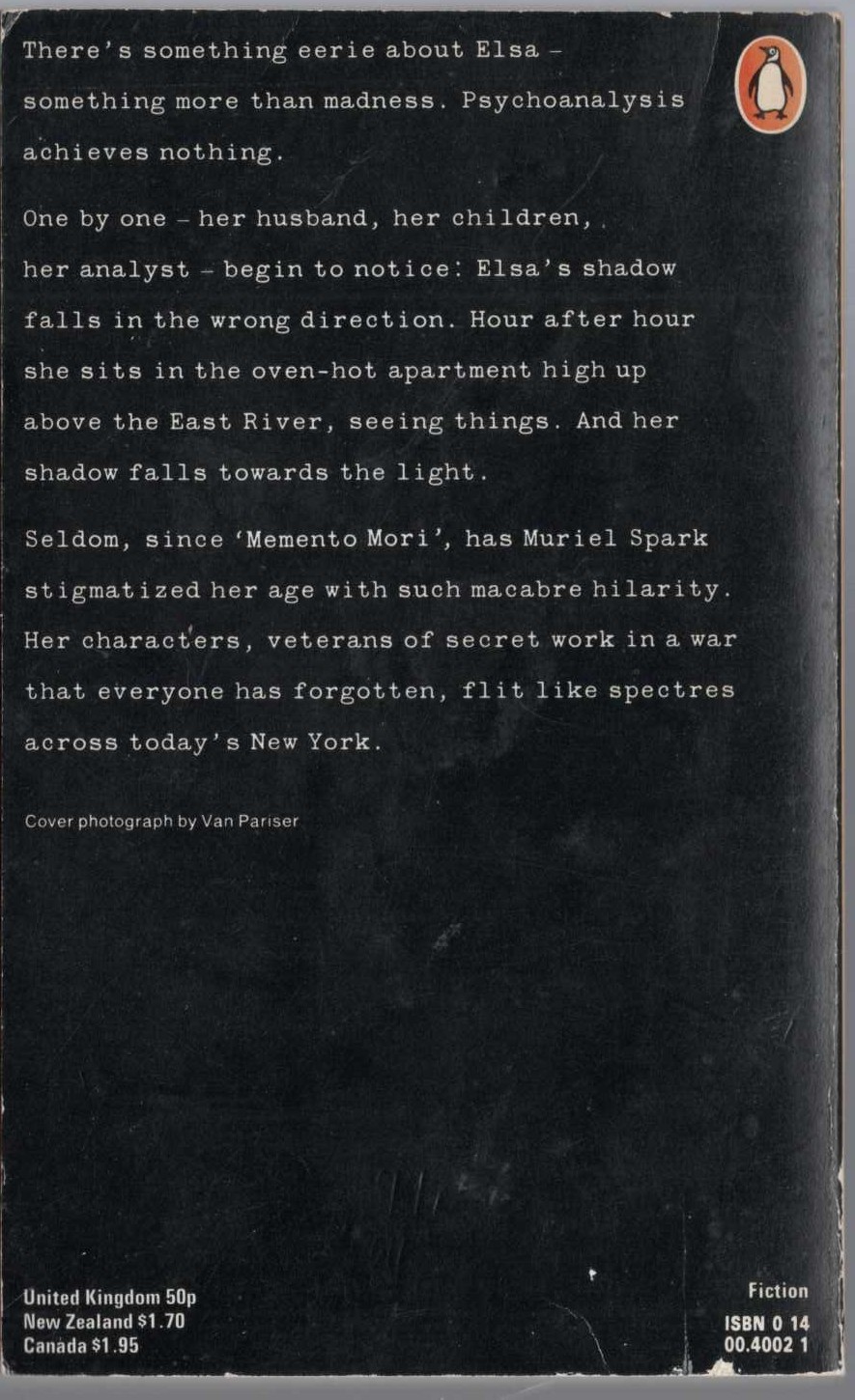 Muriel Spark  THE HOTHOUSE BY THE RIVER magnified rear book cover image