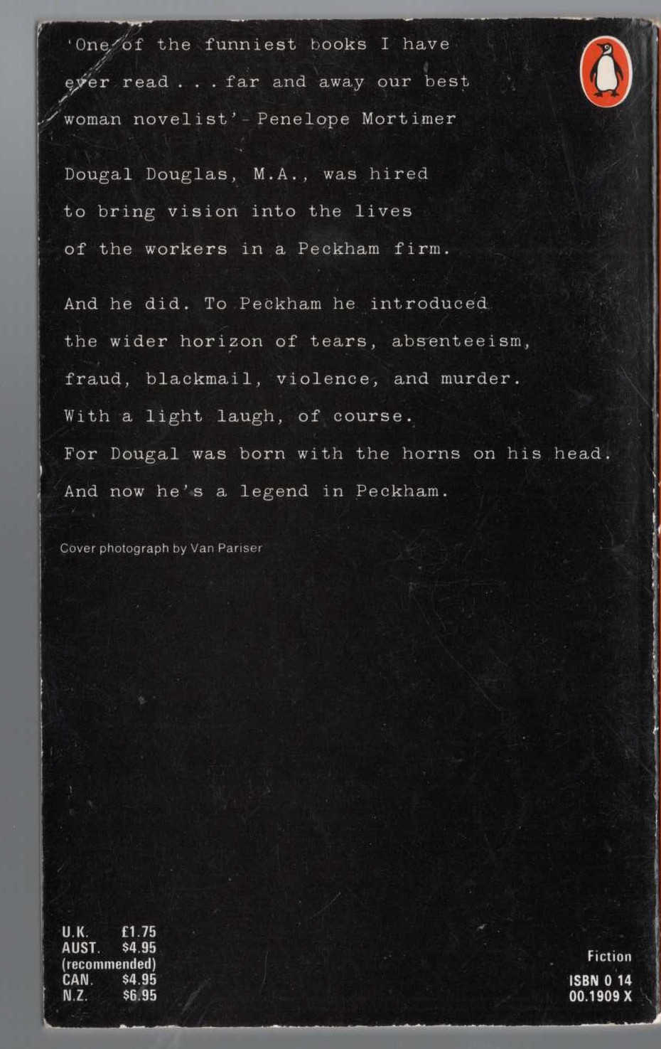 Muriel Spark  THE BALLAD OF PECKHAM RYE magnified rear book cover image