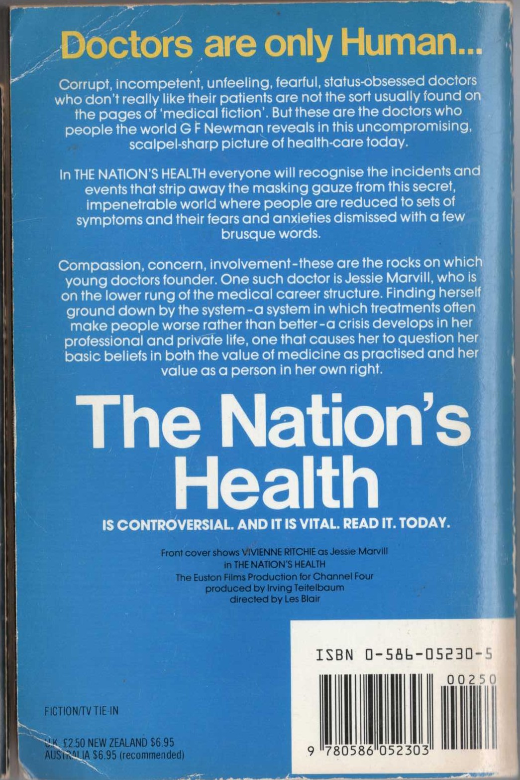 G.F. Newman  THE NATION'S HEALTH magnified rear book cover image