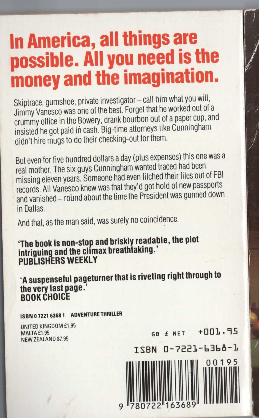 G.F. Newman  THE MEN WITH THE GUNS magnified rear book cover image