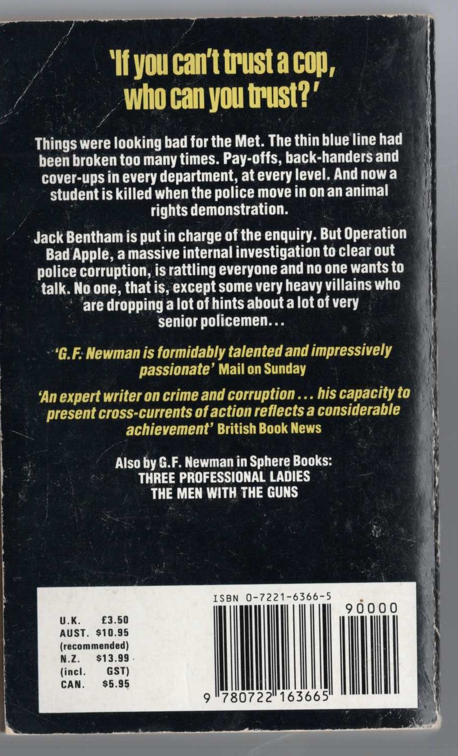 G.F. Newman  SET A THIEF magnified rear book cover image