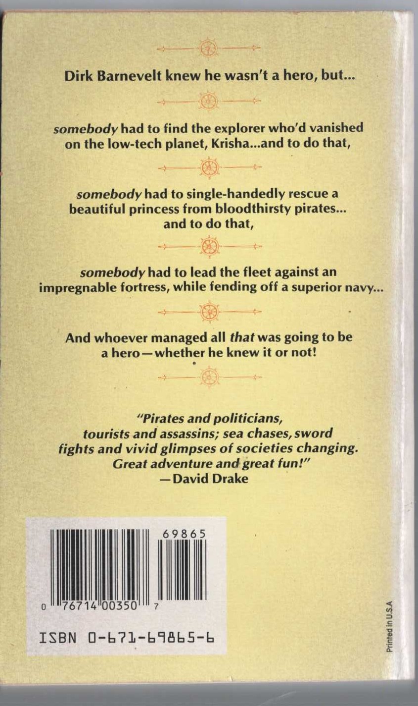 L.Sprague de Camp  THE HAND OF ZEI magnified rear book cover image