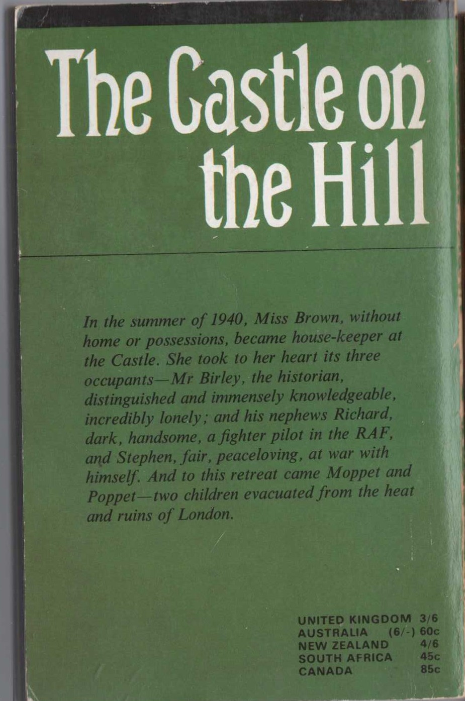 Elizabeth Goudge  THE CASTLE ON THE HILL magnified rear book cover image