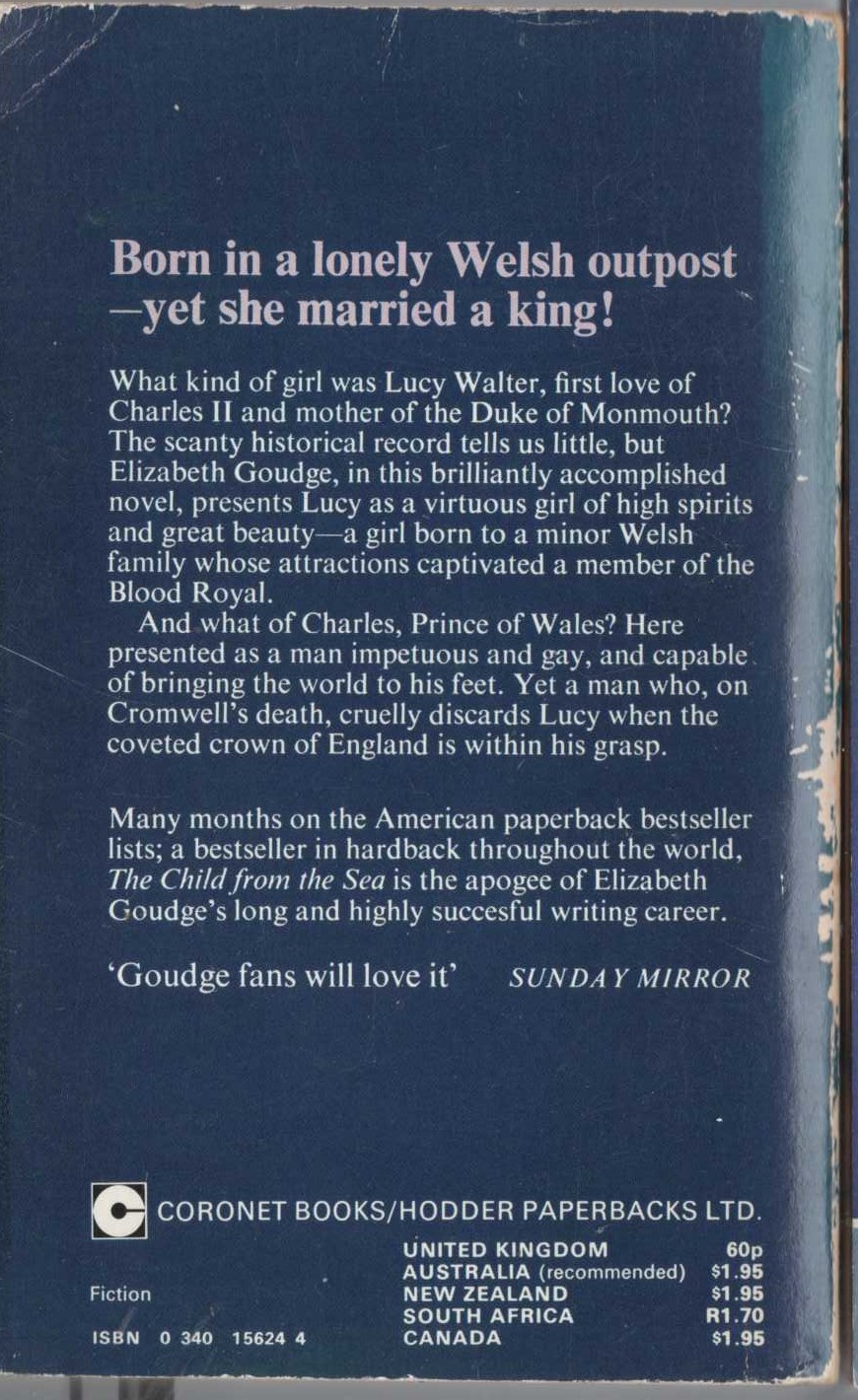 Elizabeth Goudge  THE CHILD FROM THE SEA magnified rear book cover image