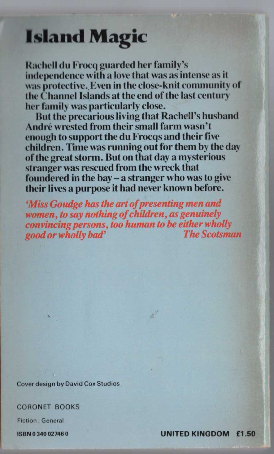 Elizabeth Goudge  ISLAND MAGIC magnified rear book cover image
