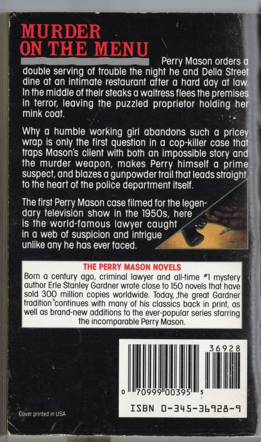 Erle Stanley Gardner  THE CASE OF THE MOTH-EATEN MINK magnified rear book cover image
