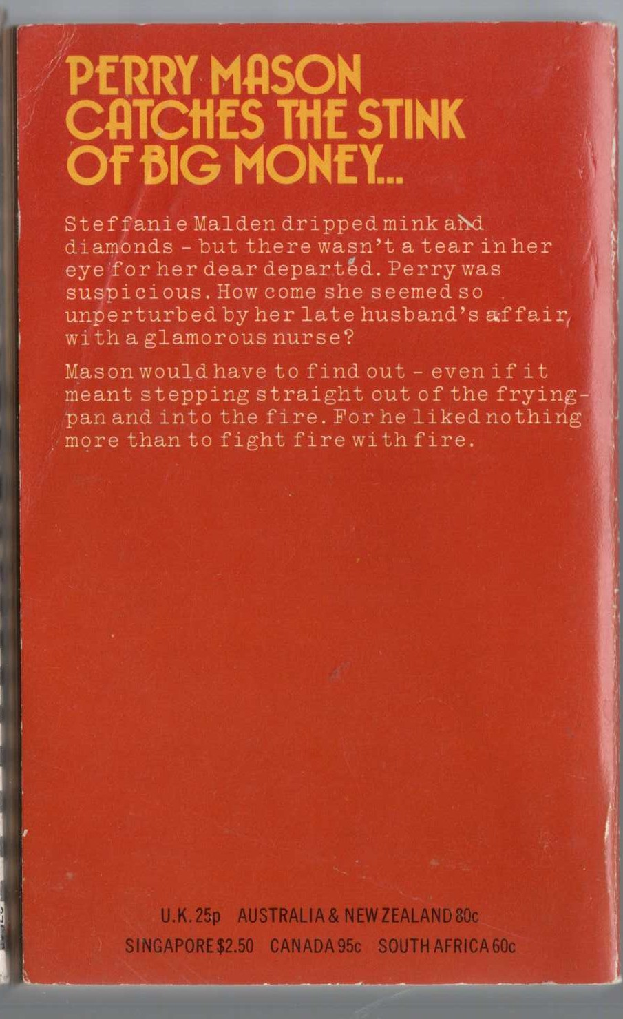 Erle Stanley Gardner  THE CASE OF THE FUGITIVE NURSE magnified rear book cover image