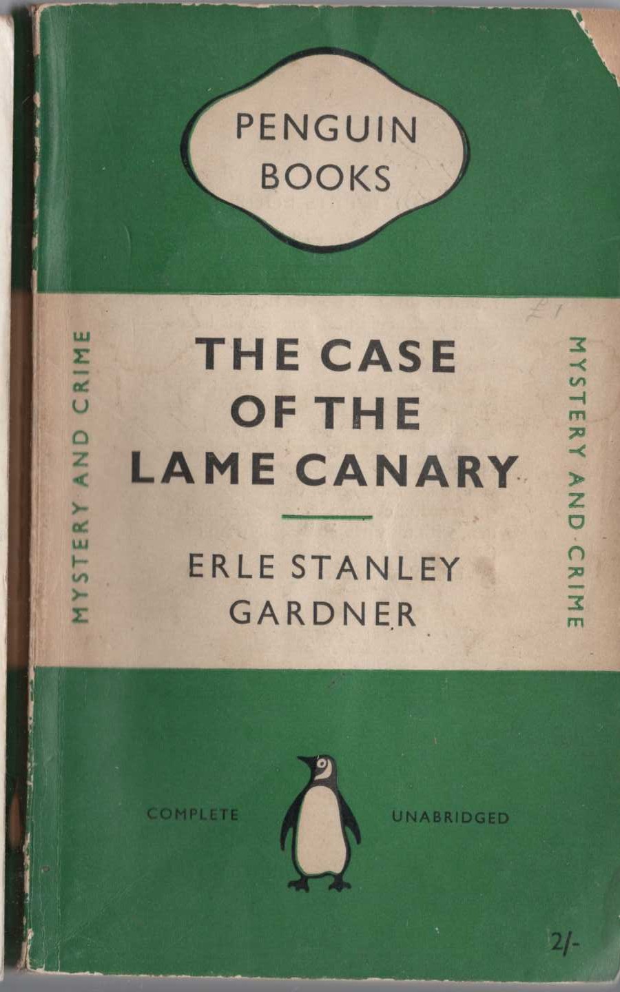Erle Stanley Gardner  THE CASE OF THE LAME CANARY front book cover image