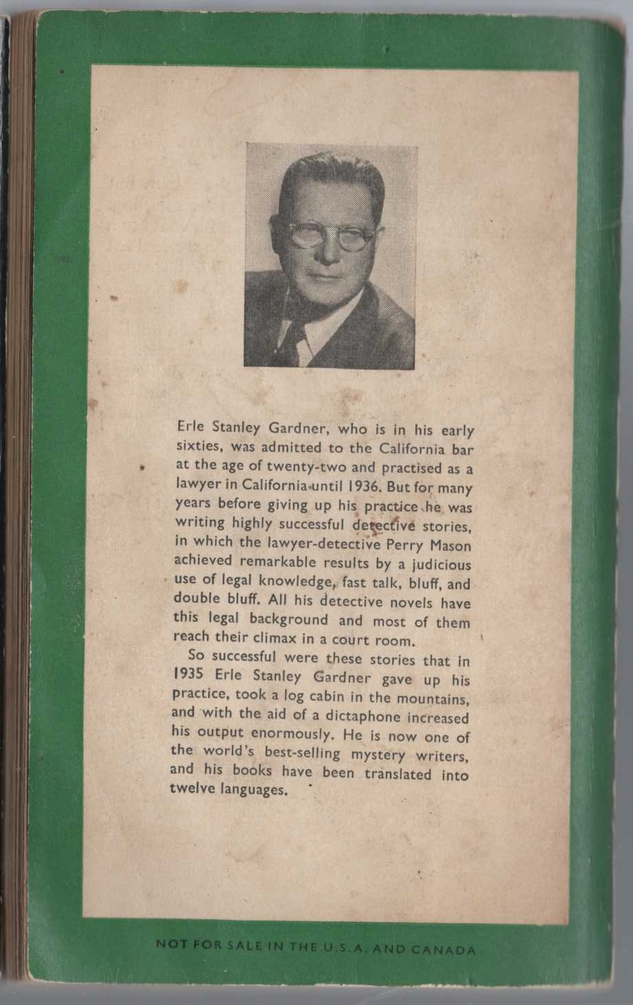 Erle Stanley Gardner  THE CASE OF THE LAME CANARY magnified rear book cover image