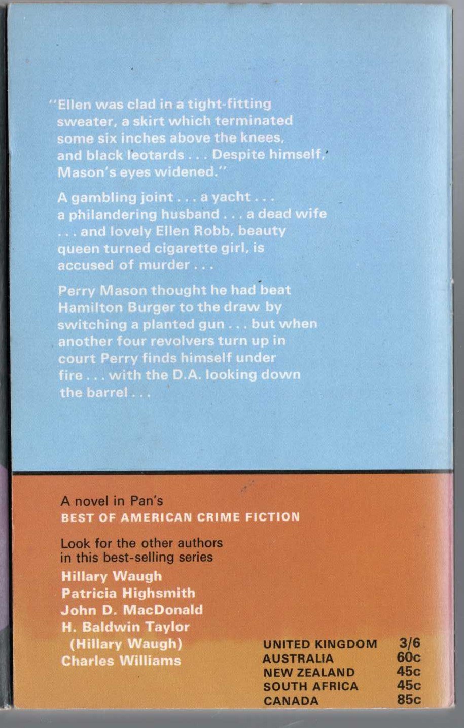 Erle Stanley Gardner  THE CASE OF THE SINGING SKIRT magnified rear book cover image