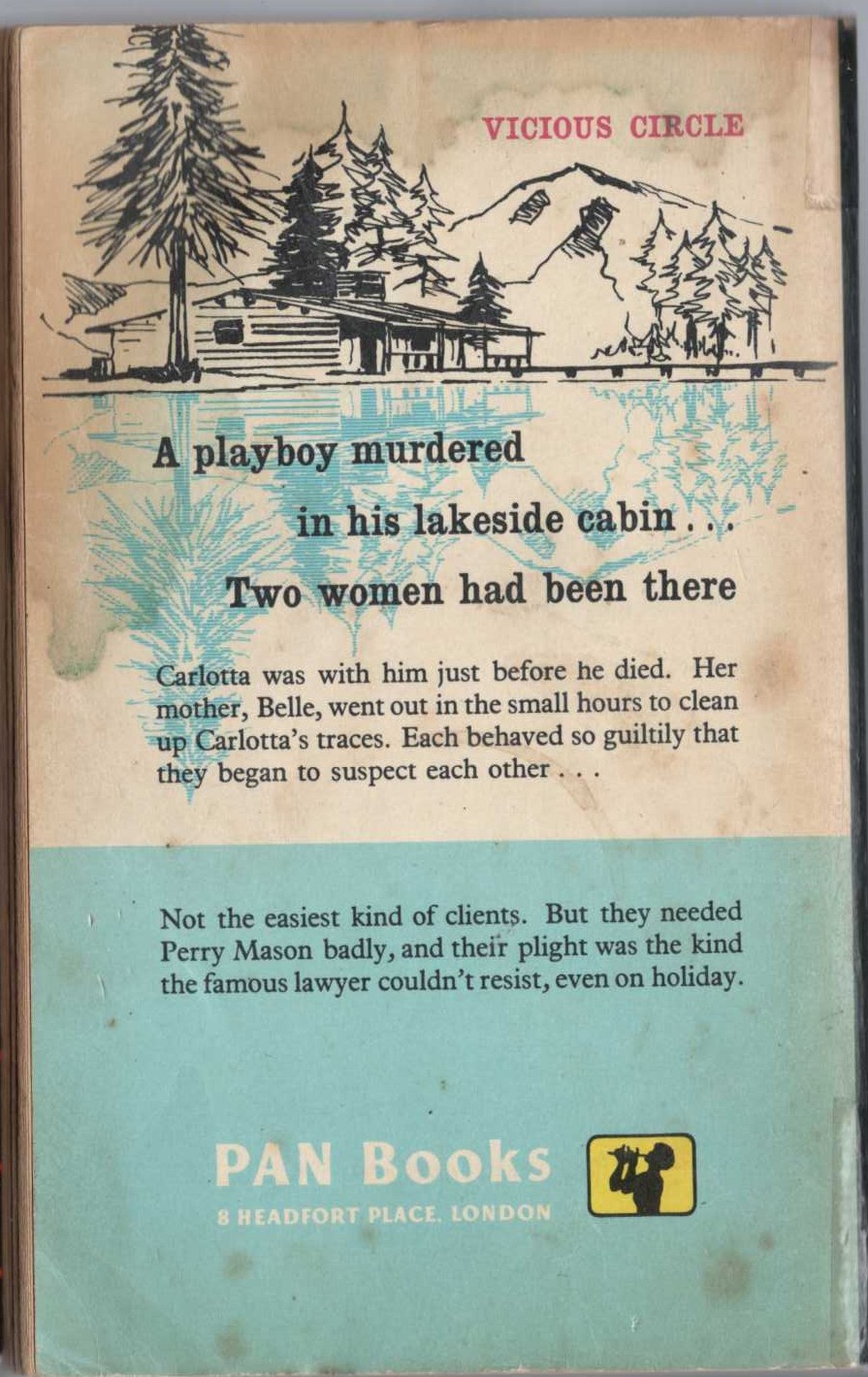 Erle Stanley Gardner  THE CASE OF THE ANGRY MOURNER magnified rear book cover image