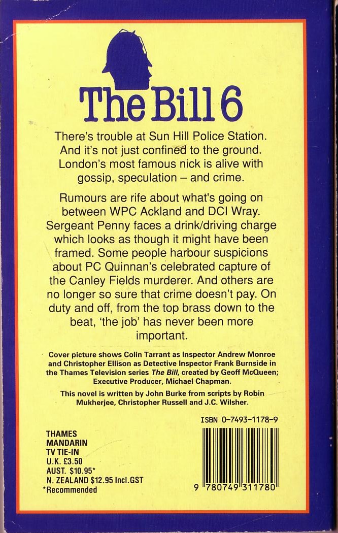 John Burke  THE BILL #6 magnified rear book cover image