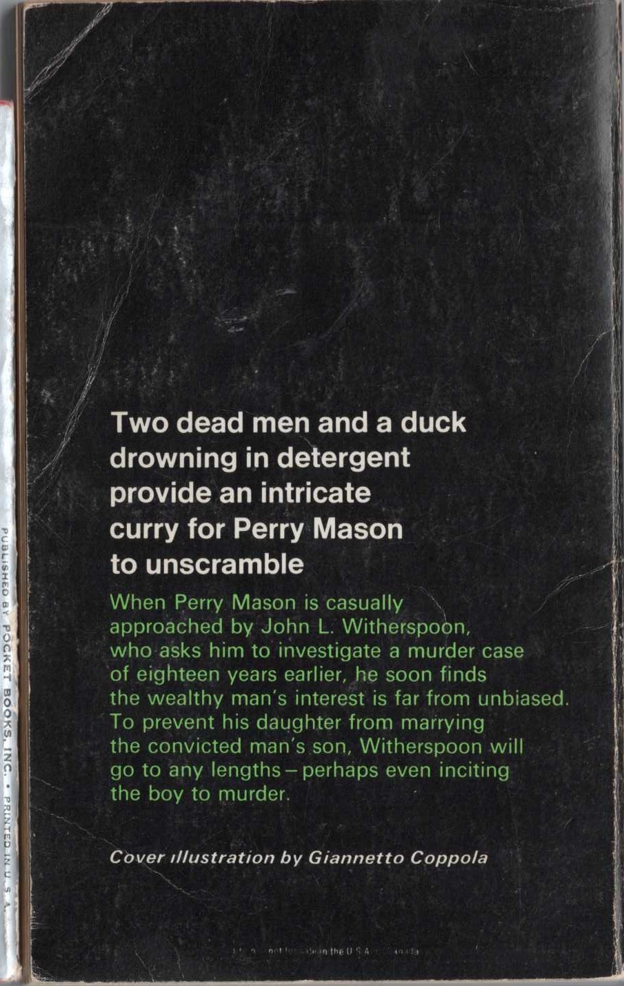 Erle Stanley Gardner  THE CASE OF THE DROWNING DUCK magnified rear book cover image