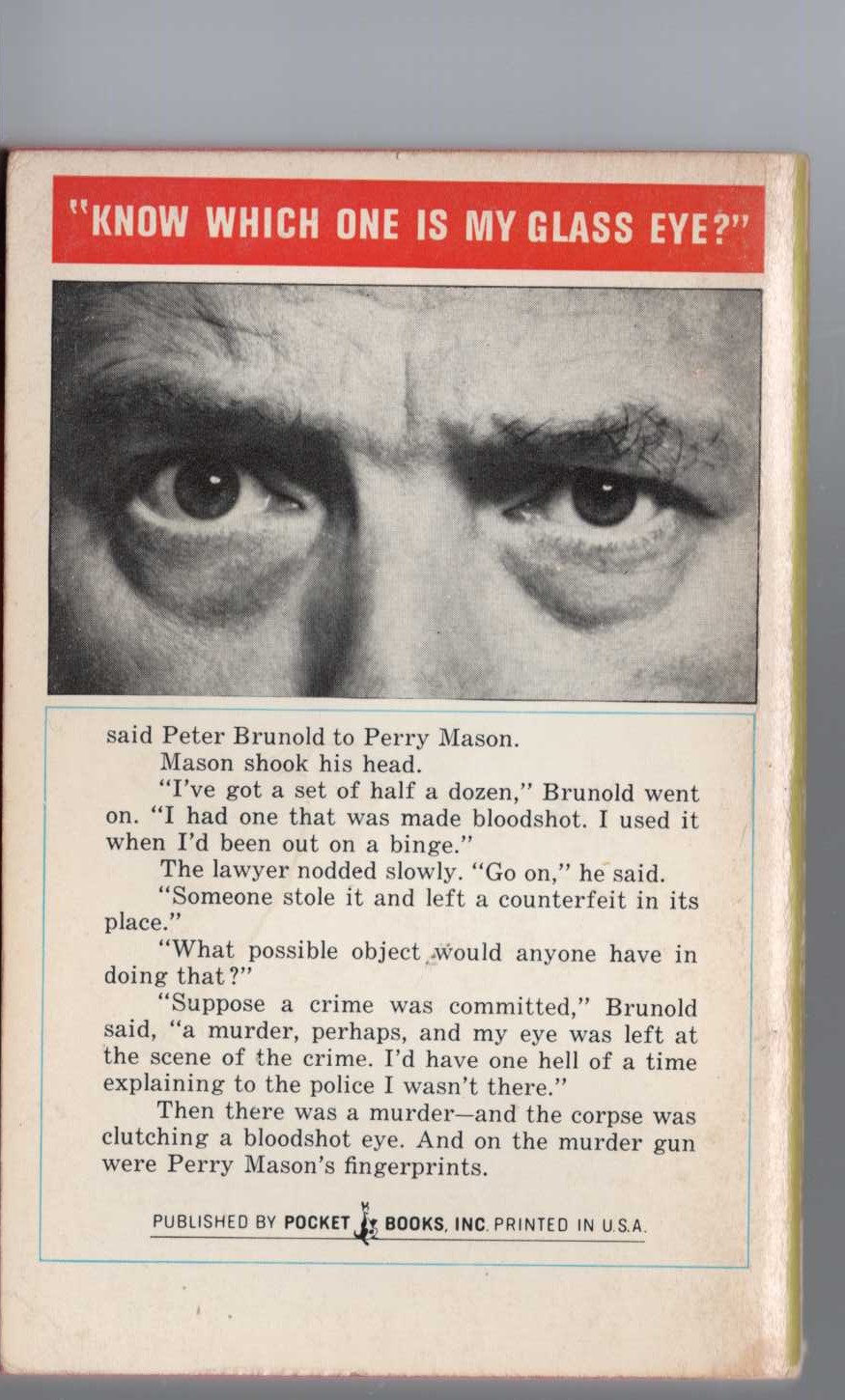 Erle Stanley Gardner  THE CASE OF THE COUNTERFEIT EYE magnified rear book cover image