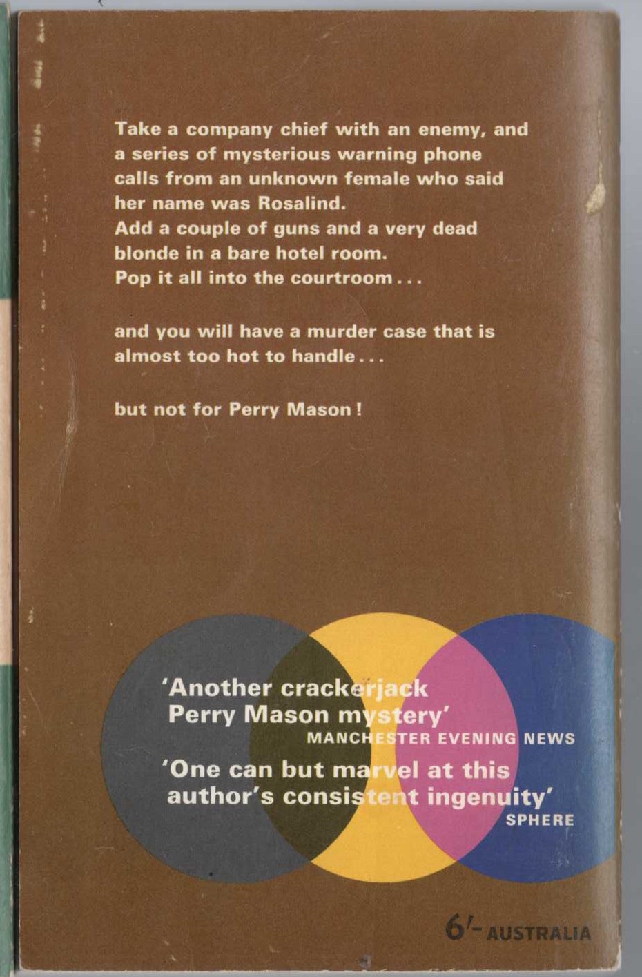 Erle Stanley Gardner  THE CASE OF THE DARING DECOY magnified rear book cover image