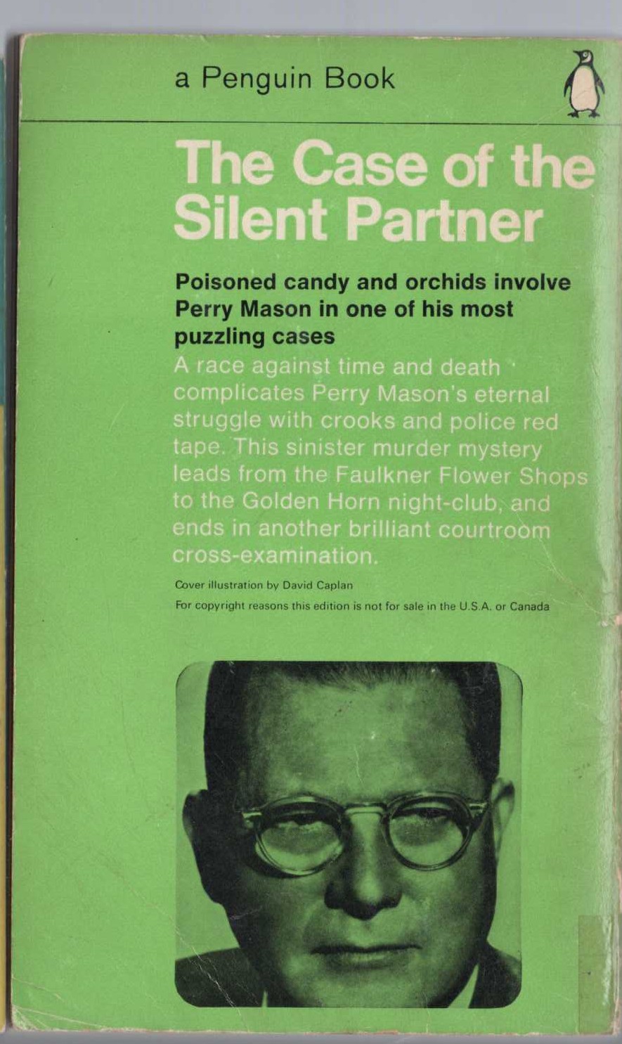 Erle Stanley Gardner  THE CASE OF THE SILENT PARTNER magnified rear book cover image
