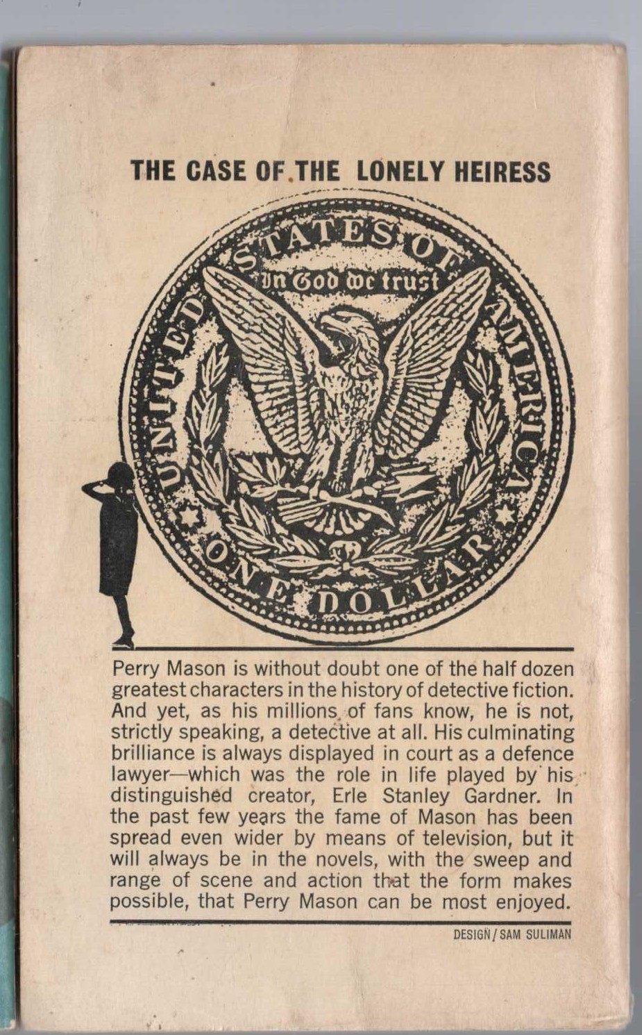 Erle Stanley Gardner  THE CASE OF THE LONELY HEIRESS magnified rear book cover image