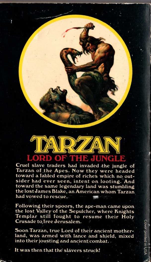 Edgar Rice Burroughs  TARZAN, LORD OF THE JUNGLE magnified rear book cover image