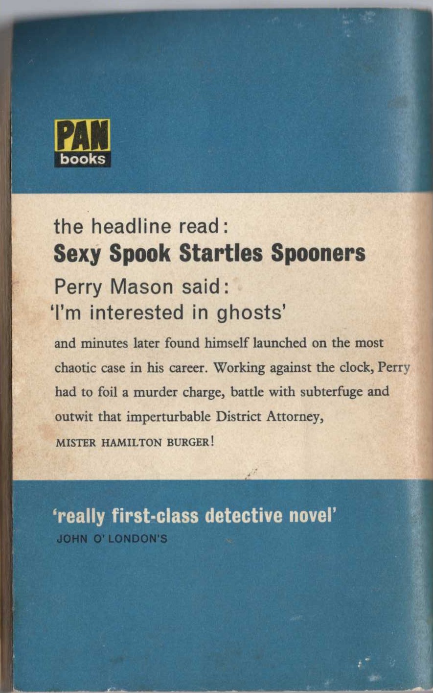 Erle Stanley Gardner  THE CASE OF THE GLAMOROUS GHOST magnified rear book cover image