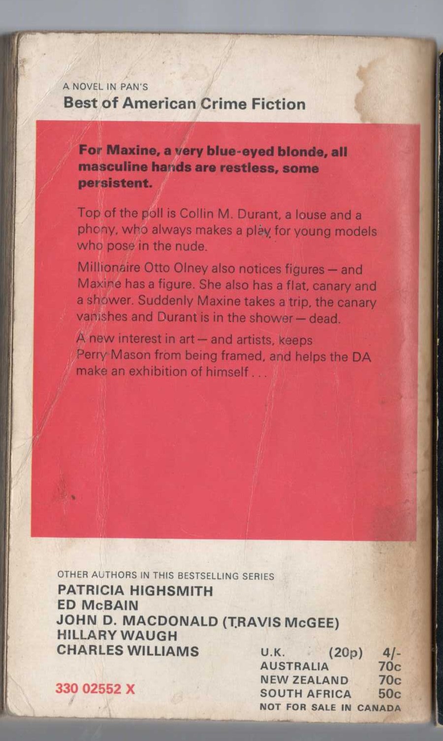 Erle Stanley Gardner  THE CASE OF THE RELUCTANT MODEL magnified rear book cover image