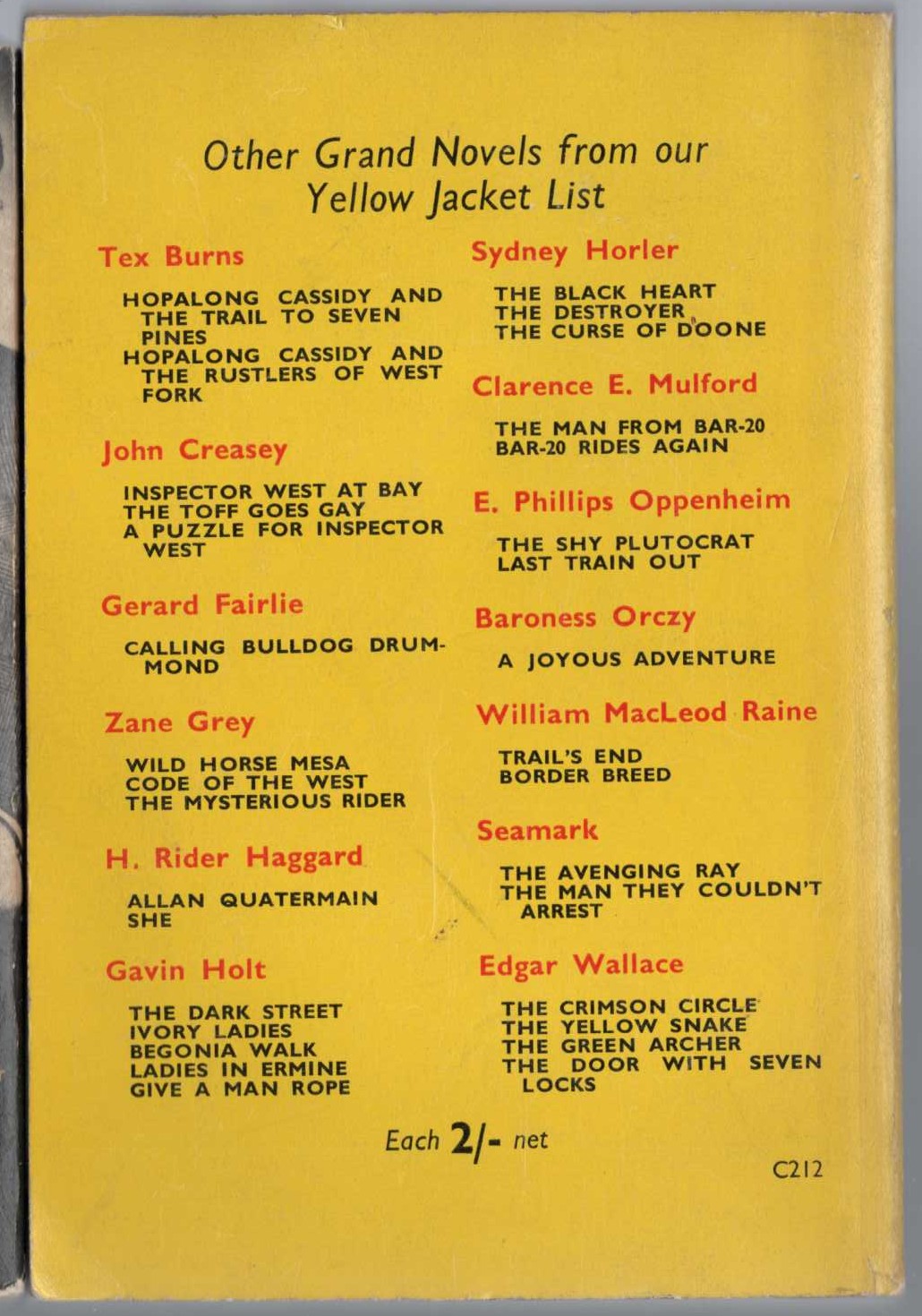 John Creasey  A KNIFE FOR THE TOFF magnified rear book cover image