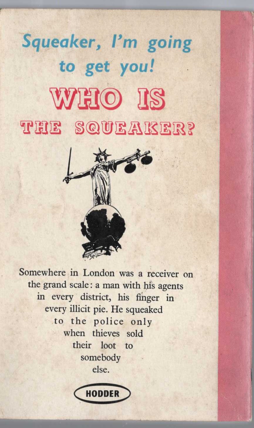 Edgar Wallace  THE SQUEAKER magnified rear book cover image