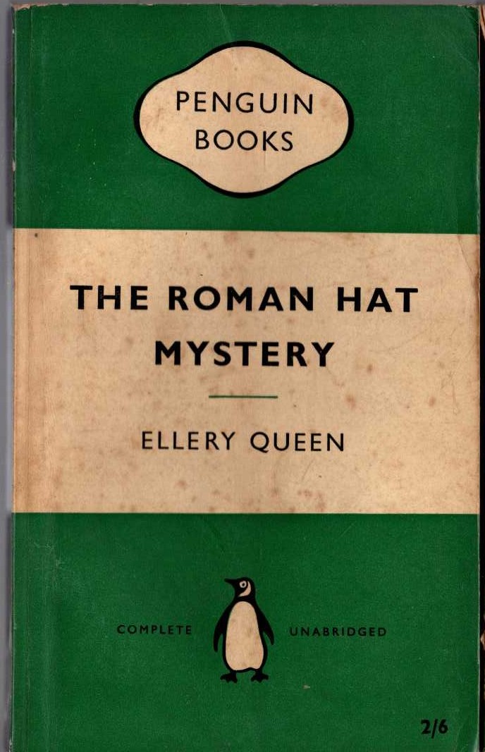 Ellery Queen  THE ROMAN HAT MYSTERY front book cover image