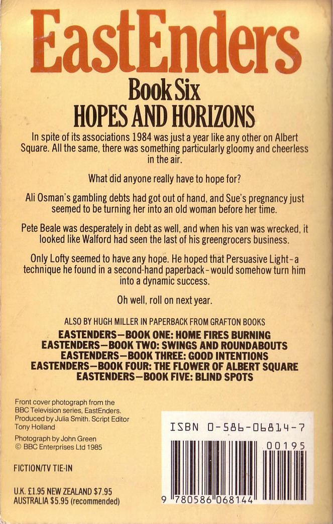 Hugh Miller  EASTENDERS (BBC-TV) 6: Hopes and Horizons magnified rear book cover image