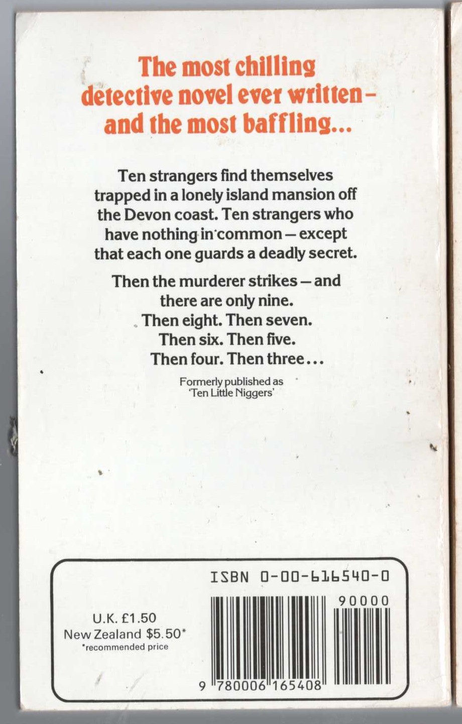 Agatha Christie  AND THEN THERE WERE NONE magnified rear book cover image